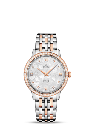Omega De Ville Prestige Quartz 32.7 Butterfly Stainless Steel / Red Gold / Diamond / Bracelet